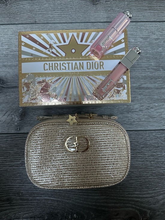 Dior Handbags - NIB - Dior Metallic Gold Woven Cosmetic Case set with lip products